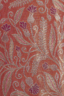 Image of Kanchipattu Peach Tissue Brocade Saree