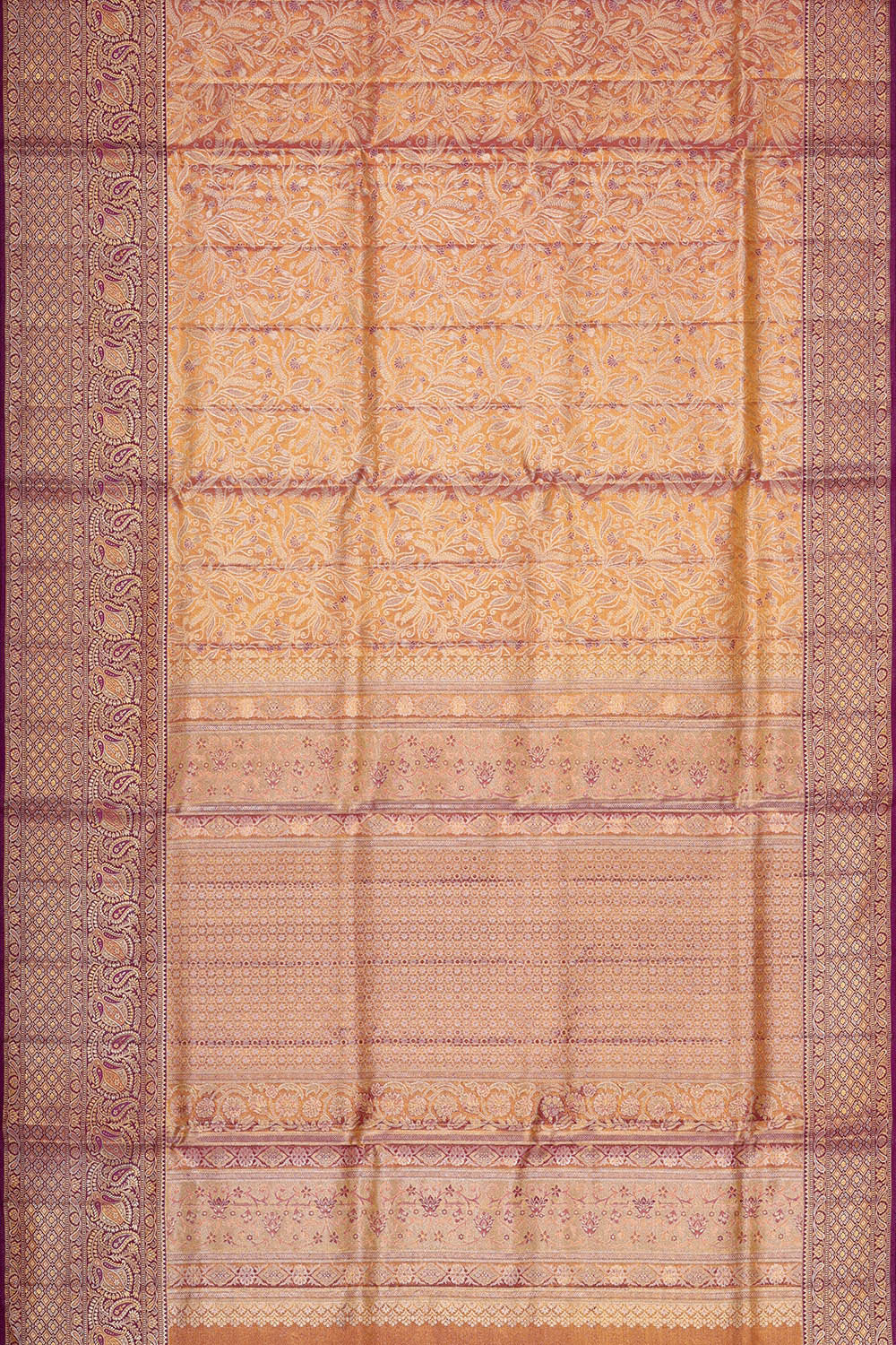 Kanchipattu Peach Tissue Brocade Saree