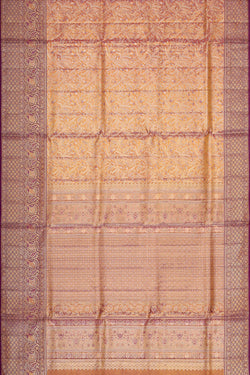 Image of Kanchipattu Peach Tissue Brocade Saree