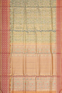 Image of Kanchipattu Golden Blue Tissue Brocade Saree