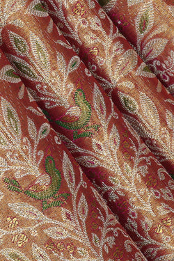 Image of Kanchipattu Golden Brown Tissue Brocade Saree