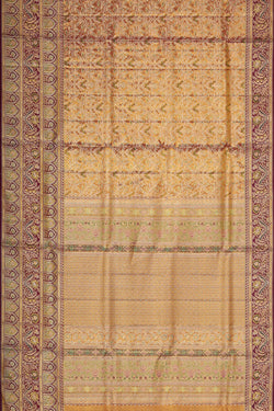 Image of Kanchipattu Golden Brown Tissue Brocade Saree