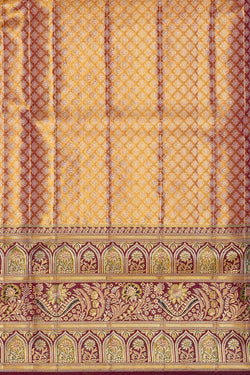 Image of Kanchipattu Golden Brown Tissue Brocade Saree