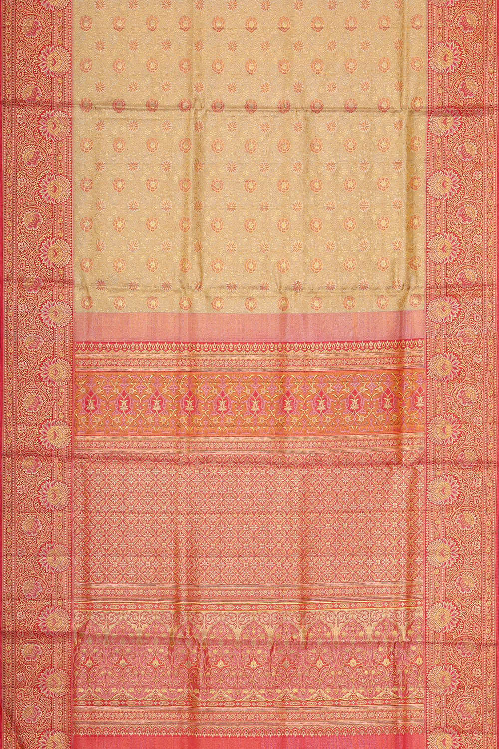 Kanchipattu Cream Tissue Brocade Saree