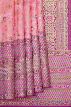 Image of Kanchipattu Soft Pink Tissue Brocade Saree