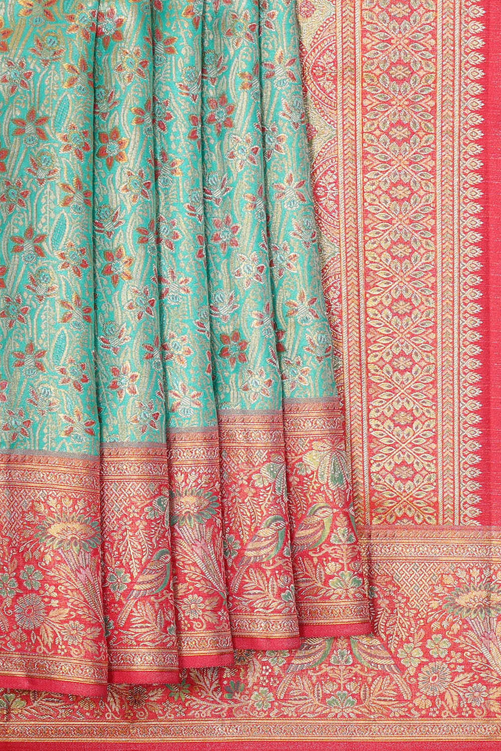 Kanchipattu Sky Blue Tissue Brocade Saree