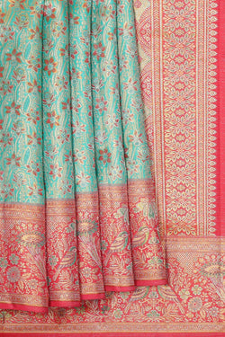 Image of Kanchipattu Sky Blue Tissue Brocade Saree