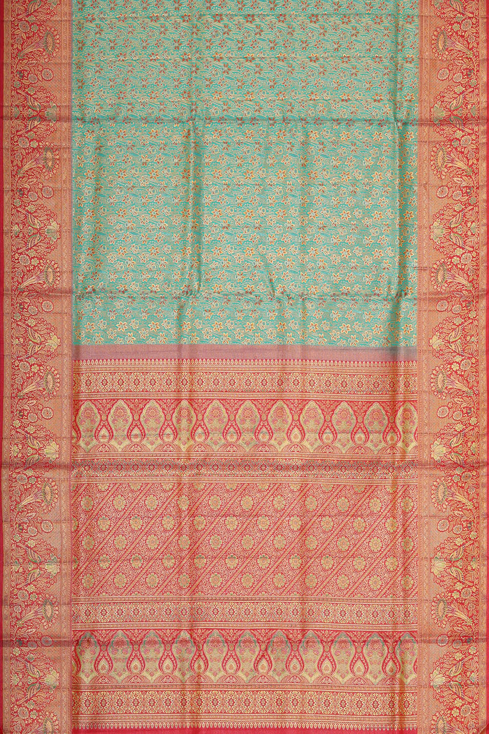 Kanchipattu Sky Blue Tissue Brocade Saree