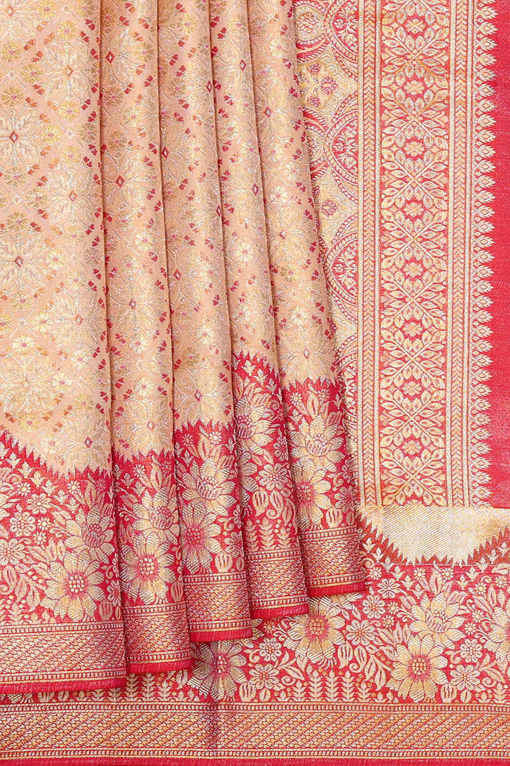 Kanchipattu Cream Tissue Brocade Saree