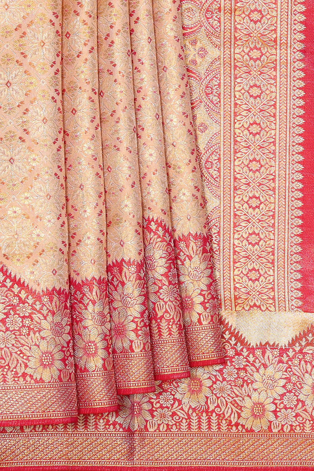 Image of Kanchipattu Cream Tissue Brocade Saree