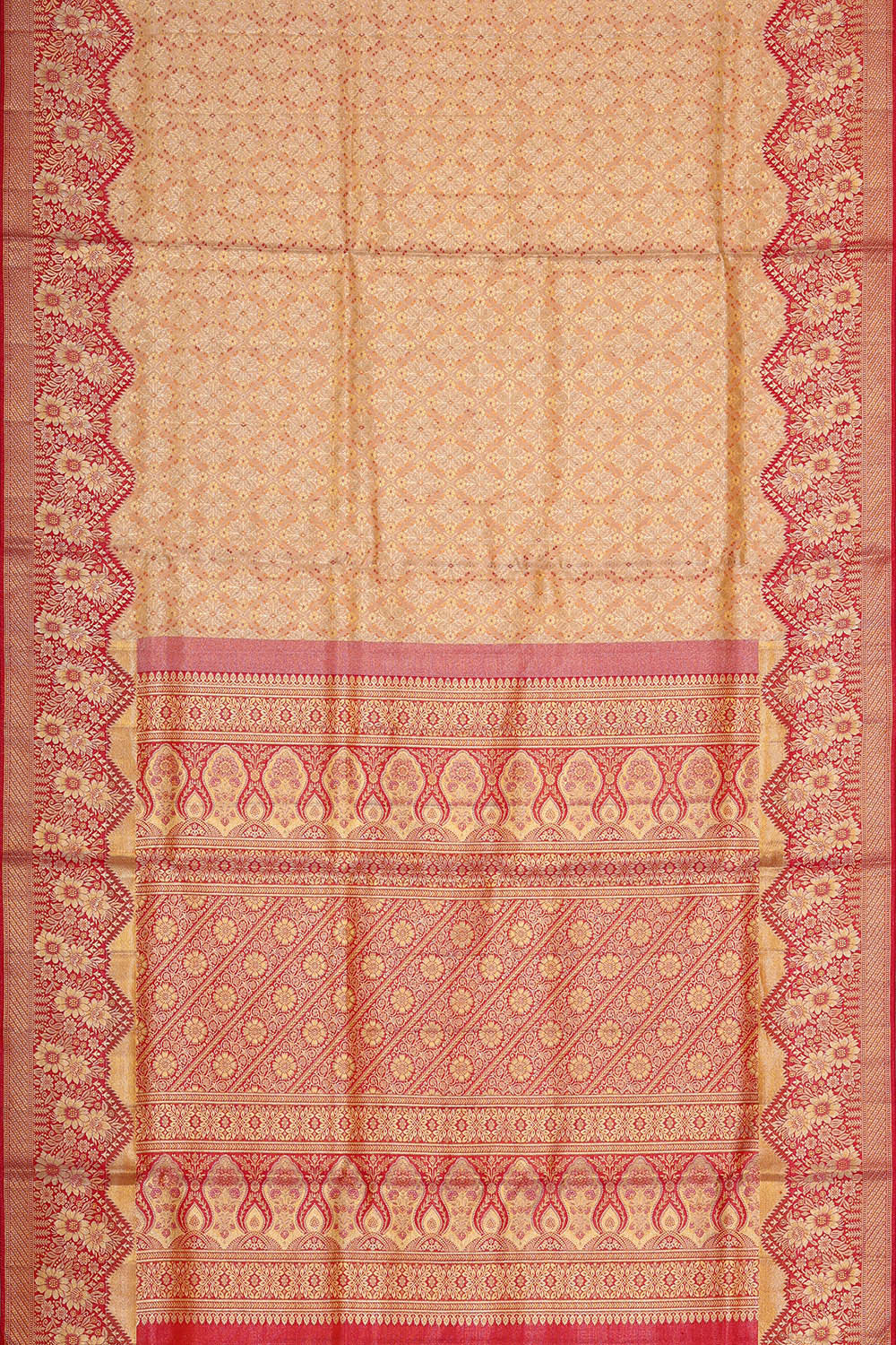 Kanchipattu Cream Tissue Brocade Saree