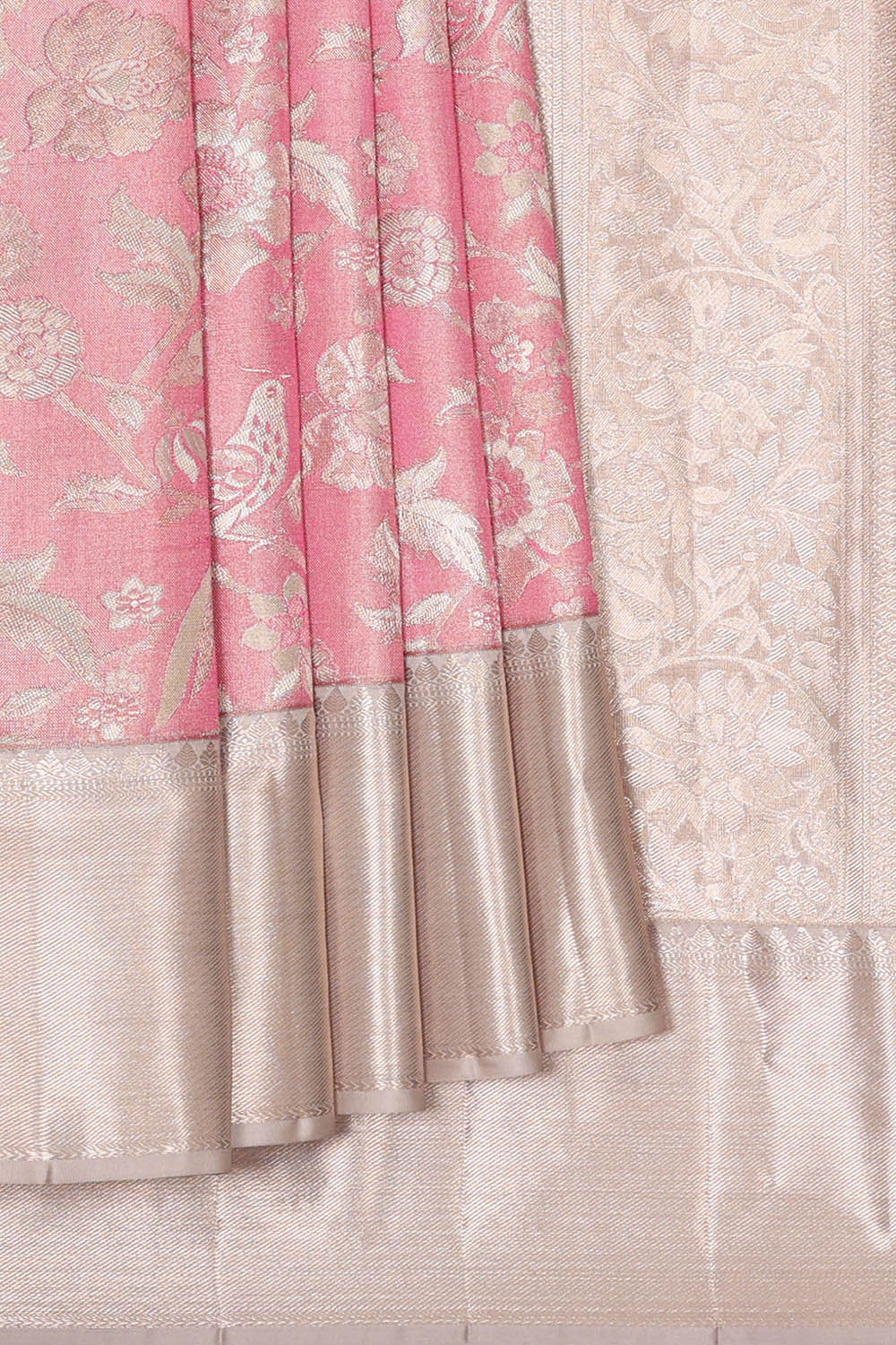 Kanchipattu Pink Tissue Brocade Saree