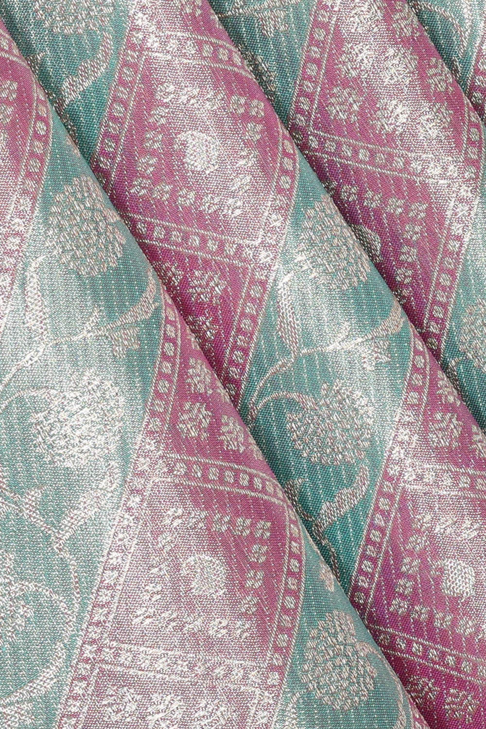 Kanchipattu Pink- Green Tissue Brocade Saree