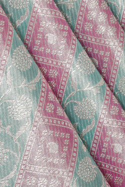 Image of Kanchipattu Pink- Green Tissue Brocade Saree