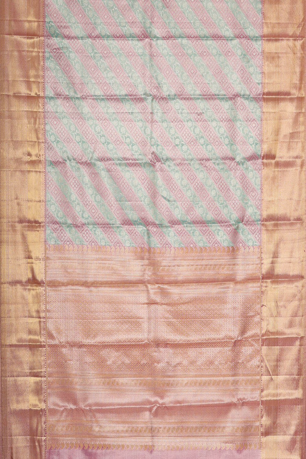 Kanchipattu Pink- Green Tissue Brocade Saree