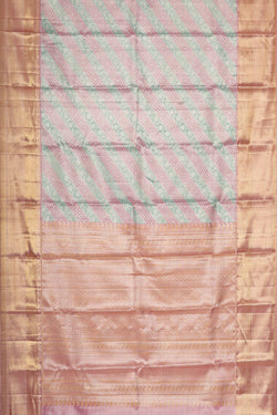 Image of Kanchipattu Pink- Green Tissue Brocade Saree