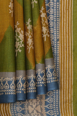 Image of Printed Tussar Multicolour Saree