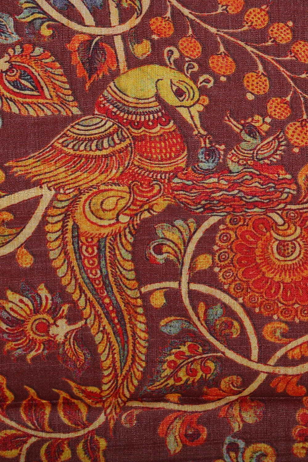 Printed Tussar Orange Saree