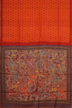 Image of Printed Tussar Orange Saree