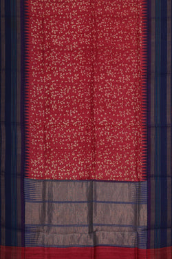 Image of Printed Tussar Red Saree