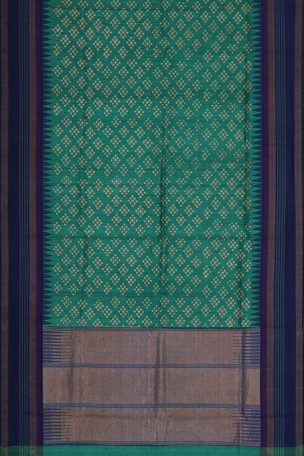 Printed Tussar Deep Sea Green Saree