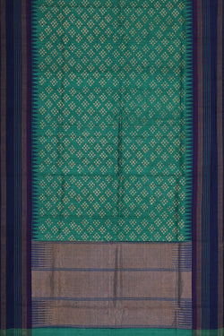 Image of Printed Tussar Deep Sea Green Saree