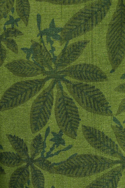 Image of Printed Tussar Leaf Green Saree