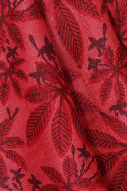 Image of Printed Tussar Pinkish Red Saree