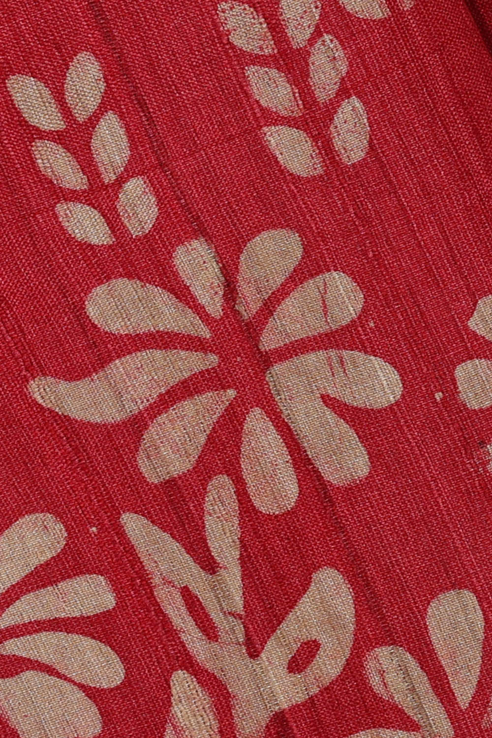 Printed Tussar Red Saree