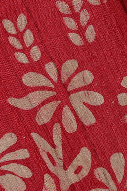 Image of Printed Tussar Red Saree