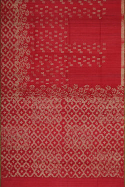 Image of Printed Tussar Red Saree