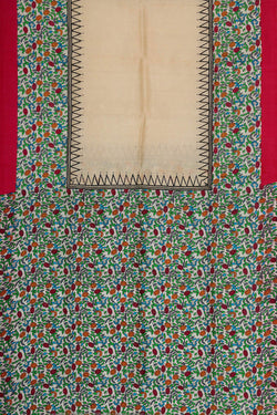 Image of Printed Tussar Cream Saree