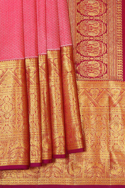 Image of Kanchipattu Light Red Brocade Saree