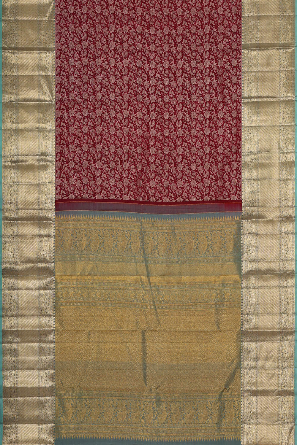 Image of Kanchipattu Dark Red Brocade Saree