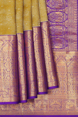 Image of Kanchipattu Mehndi Green Brocade Saree