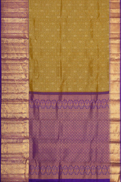 Image of Kanchipattu Mehndi Green Brocade Saree