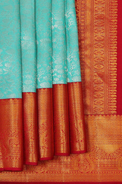 Image of Kanchipattu Light Blue Brocade Saree