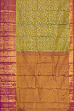 Image of Kanchipattu Golden Green Tissue Brocade Saree