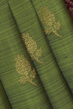 Image of Kanchipattu Golden Green Brocade Saree