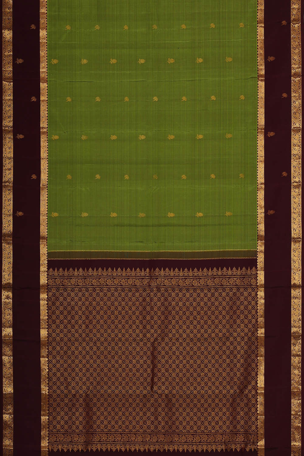 Kanchipattu Golden Green Brocade Saree