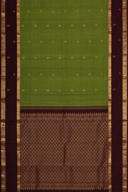 Image of Kanchipattu Golden Green Brocade Saree