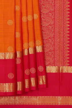 Image of Kanchipattu Orange Brocade Saree