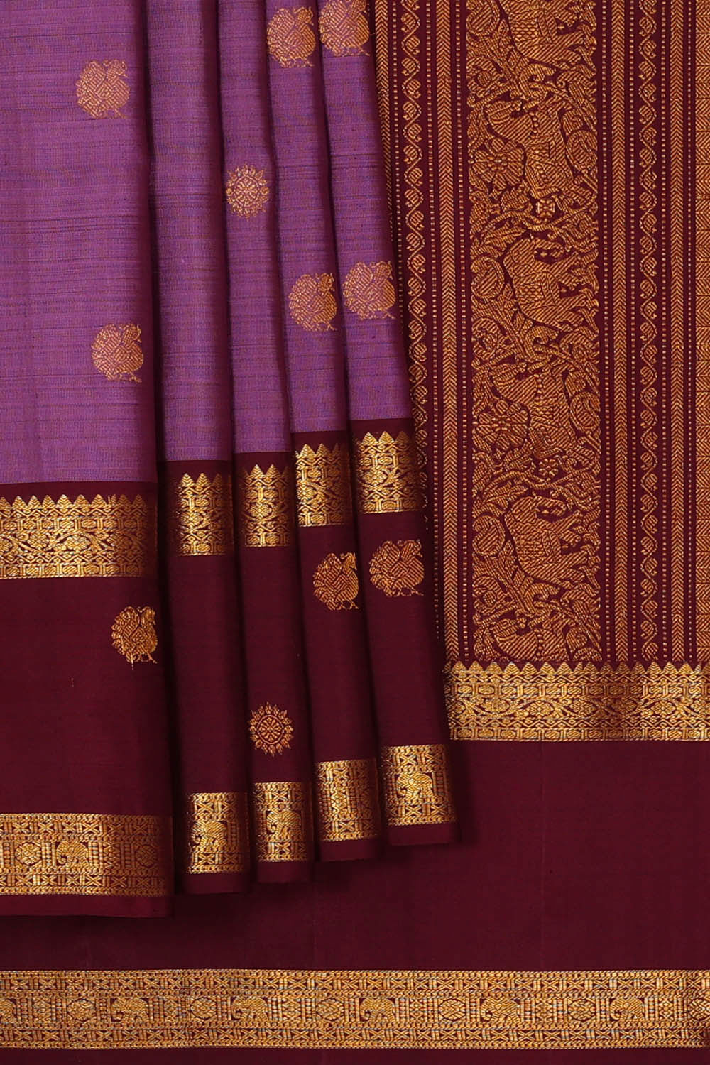 Image of Kanchipattu Lavender Brocade Saree