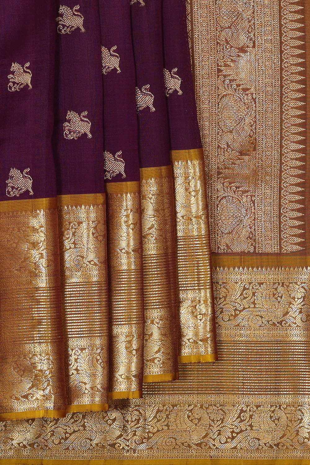 Kanchi Kora Dark Violet Brocade Saree – Kalanjali