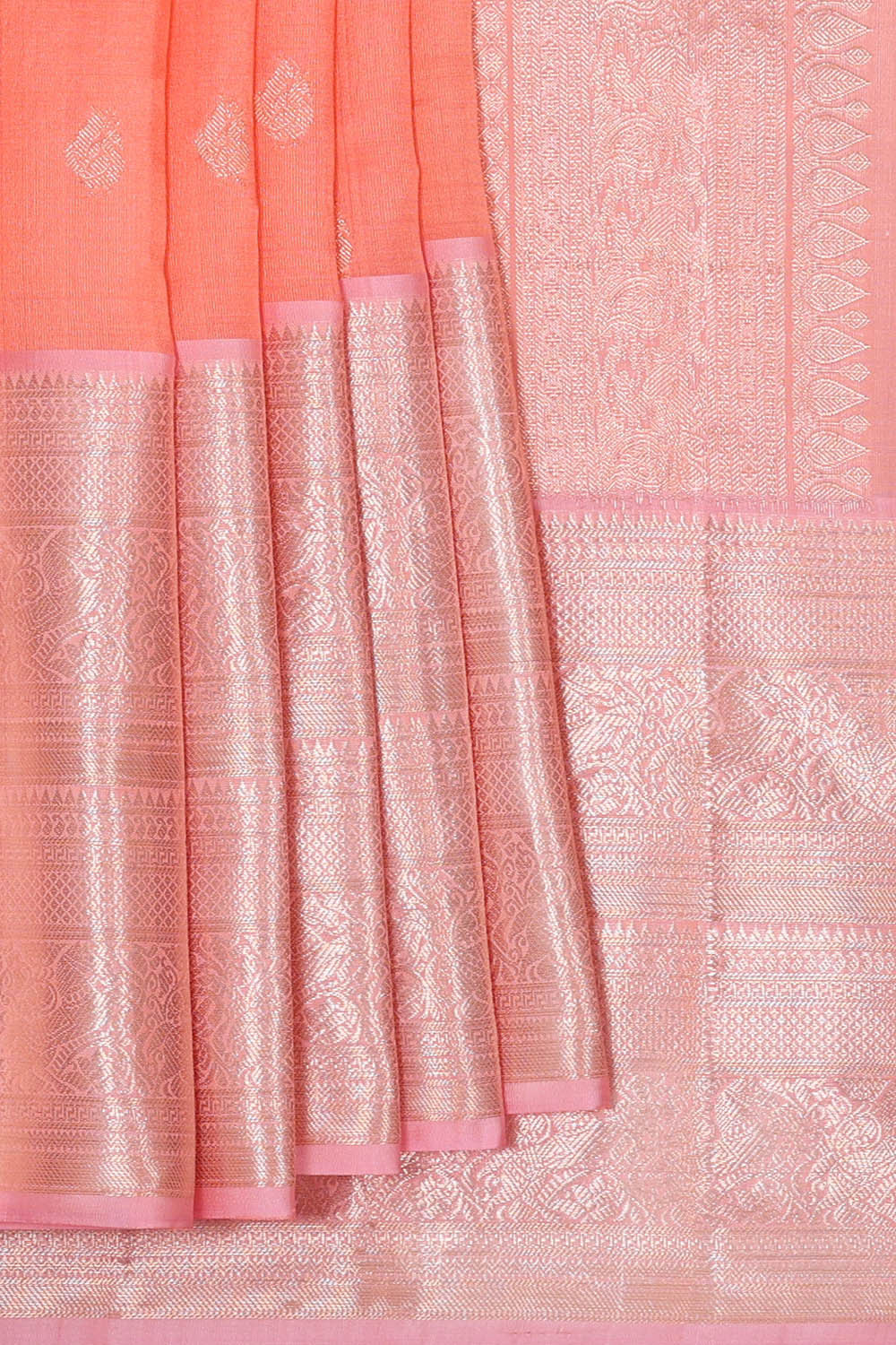 Image of Kanchi Kora Peach Brocade Saree