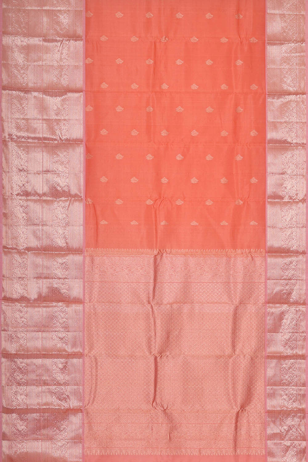 Image of Kanchi Kora Peach Brocade Saree
