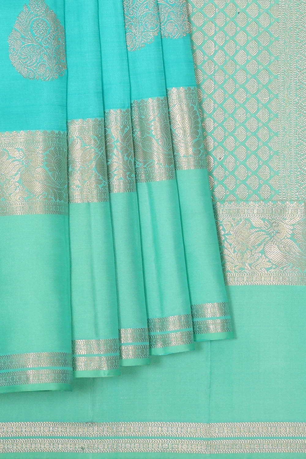 Kanchipattu Sea Blue Brocade Saree