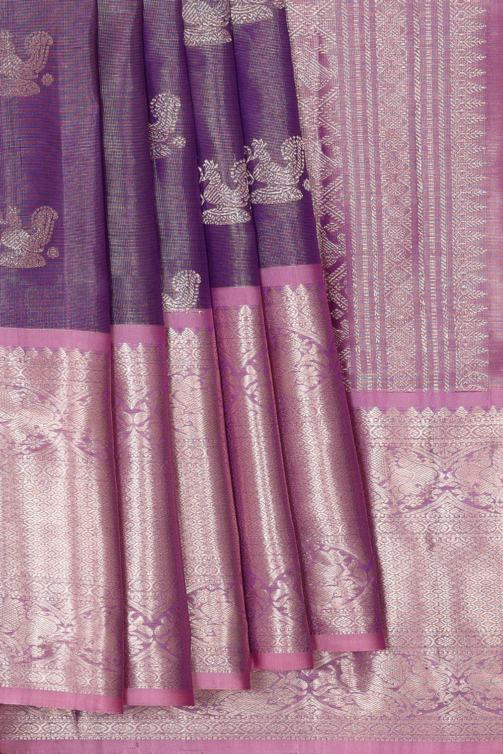 Kanchipattu Purple Tissue Brocade Saree