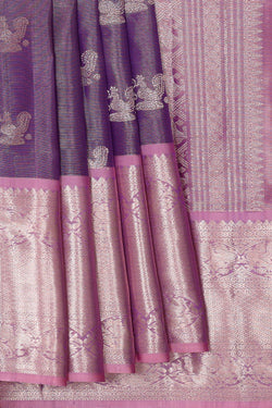 Image of Kanchipattu Purple Tissue Brocade Saree