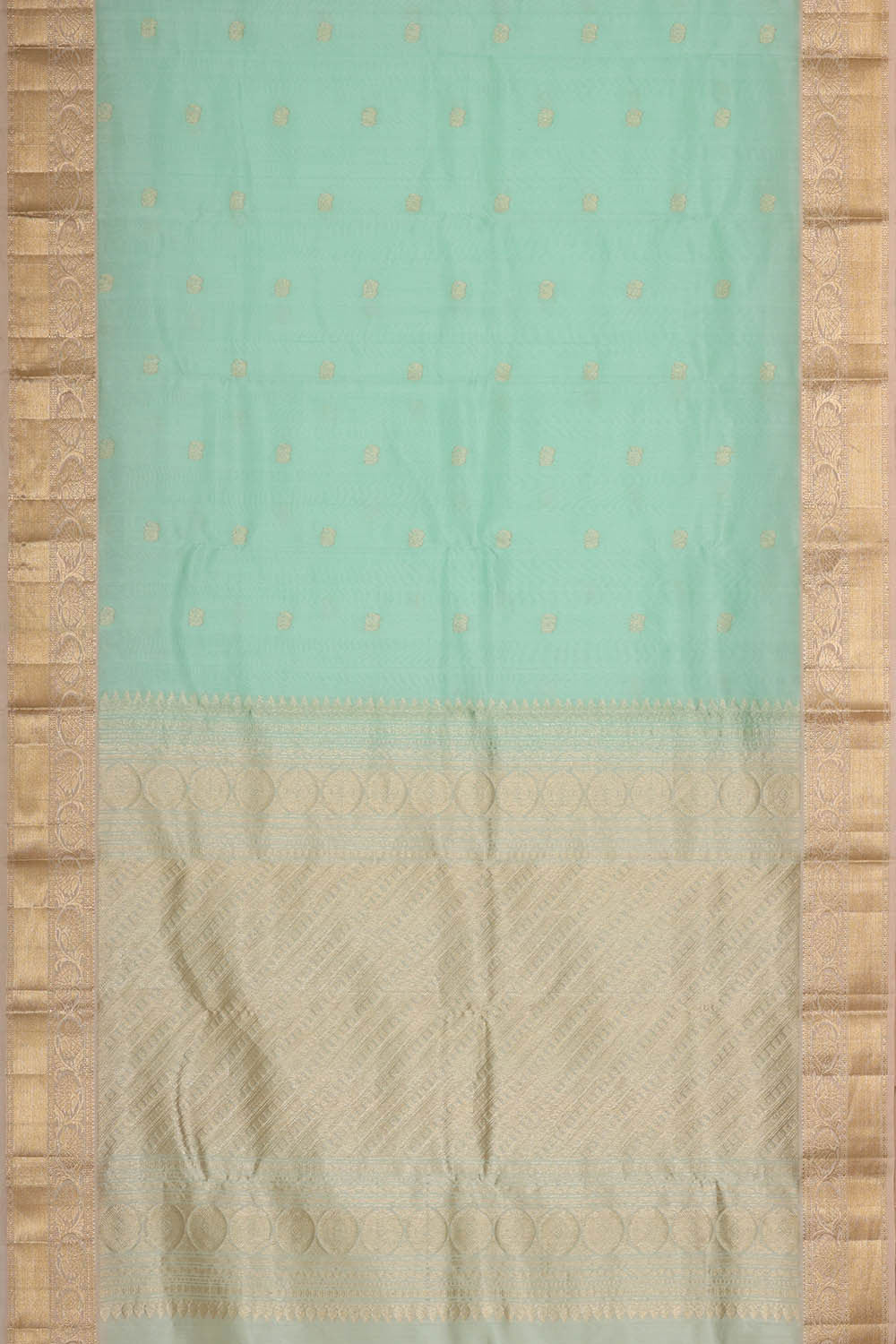 Image of Kanchi Kora Light Sea Green Brocade Saree
